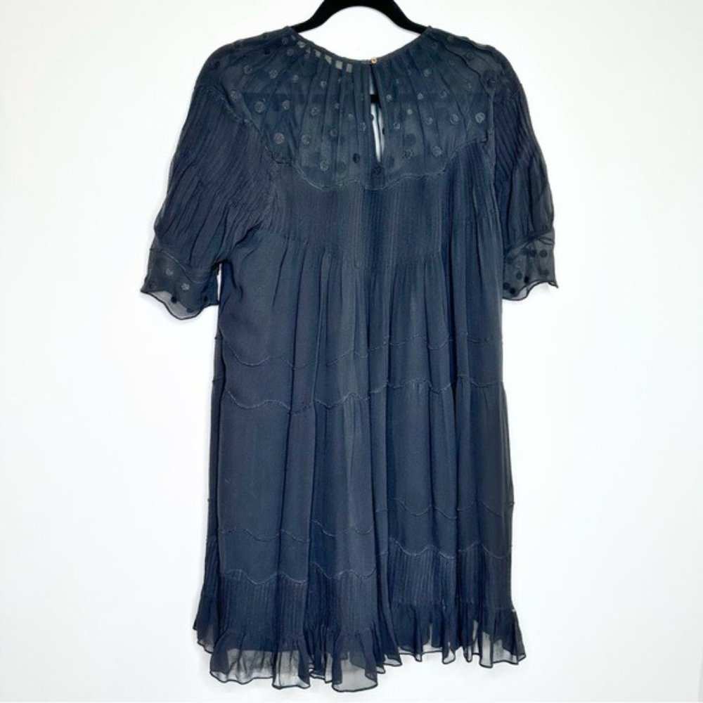 Ulla Johnson Black Silk Polka Dot Ruffle Dress - Picture 8 of 8